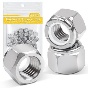 100Pcs #10-24 Nylon Insert Hex Lock Nuts A2 304 Stainless Steel Self Locking Nuts for Industrial Construction Fasteners