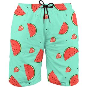 Asylvain Men's Swim Trunks Bathing Shorts with 3D Print Deisgn Quick Dry Boards with Mesh Lining About Knee in Kuwait