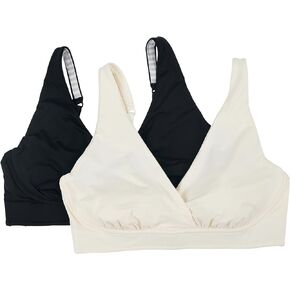 Bravado Designs 2-Pack Ballet Sleep Nursing Bra Bundle, in Black & Antique White (Medium)