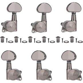 Locking JIN HO Guitar Tuners 3L3R Locking Guitar Tuners Tuning Keys Pegs Machine Heads 1:19 for Les Paul SG Style Electric Folk Acoustic Guitar (Black Nickel)