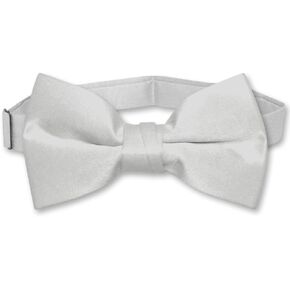 Vesuvio Napoli BOY'S BOWTIE Solid SILVER GREY Color Youth Bow Tie
