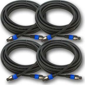Seismic Audio - F12S25 (Pack of 4) - 25 Foot Speakon to Speakon PA/DJ Speaker Cable - 4 Conductor - 12 Guage
