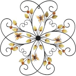 XAONIEN 19.5" x 19.5" Large Metal Birds on Branches Wall Art Decor Sculptures for Outdoor Indoor Livingroom Bedroom