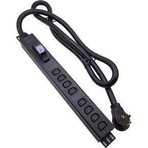 Data Center 240V 50Amp Server Cabinet L6-50P 8 Outlets IEC 4 bit C13+4 bit C19 PDU Meter PDU Aluminum Alloy Rack Type Power Socket (C13-08-D)