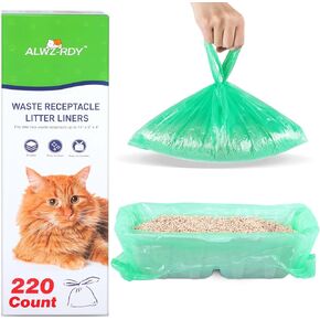 220PCS Litter Box Liner Bags Compatible with LitterMaid/Nature's Miracle Waste Receptacles, Durable, Easy-Tie Handles