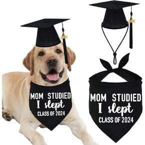 Dog Graduation Bandana and Dog Graduation Cap with 2025 Black Tassel Graduation Dog Cap Bandana Outfits Costumes for Dog Graduation Gift Supplies