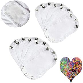 XHBTS 10 Pcs Baby Bodysuit Extender Onesie Extenders Universal Jumpsuit Extend Body Extender Push Button Baby - White and 100pcs mini Elastic Hairband