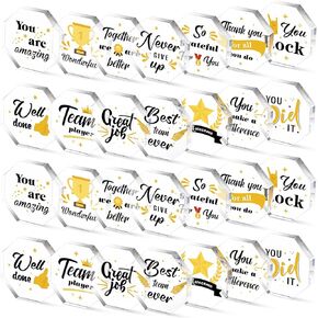 Kigley 28 Pcs Thank You Gift Appreciation Acrylic Trophy Award Employee Appreciation Gifts Acrylic Coworker Gift Office Inspirational Plaque Gifts Paperweight Keepsake for Women Friend Nurse, 14 Style