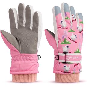 NMERIA Playful Paws Kids Winter Gloves: Water-Resistant Snow & Ski Gloves for Boys & Girls Ages 7-13 - One Size Fits All!