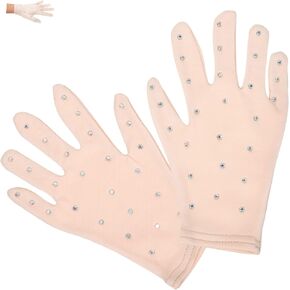 BRIGHTFUFU Gloves Pair gloves skating kids mittens crystals decor girls glove rhinestone decor sequin trim prom decor girl performance glove lycra sequins child Performance Kids