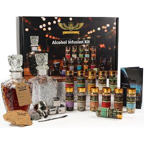 WillsCoo Alcohol Infusion Kit for Infusing Whiskey, Gin, Vodka, Tequila, Rum - DIY Your Own Flavored Spirits with Natural Ingredients - Anniversary, Birthday Gift for Men, Husband