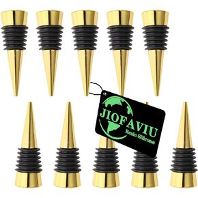JOFAVIU 10 Pcs Resin Wine Bottle Stoppers Molds Set Accessories, Wine Stopper for Silicone Molds Epoxy Resin, Stopper Epoxy Resin Silicone Molds Set Kits (10 Metal Stoppers)