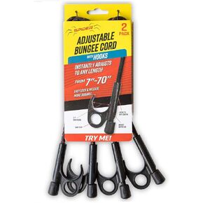 SPIDER Adjustable Bungee Cords with Hook and Carabiner, 48 Inch Unstretched, 7-70 Inch Stretched - Quick Adjust Hooks - Heavy Duty Tie Down Straps for Outdoor, Truck Beds, Moving, Cargo, Tarp, (2 Pcs)