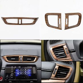 CEBAT 3PCS Peach Wood Texture Central Side Dashboard Air Vent AC Outlet Cover Car Interior Center Console Wind Outlet Panel Frame Trim Kits for Honda CRV 2017 2018 2019 2020 2021 2022