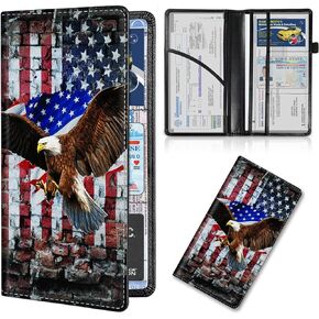 Car Registration and Insurance Card Holder, Premium Leather Vehicle Wallet Cover for Glove Box Car Organizer Drivers License/Cards/ID - Essentials Document Holder, Aesthetic Cheetah Print