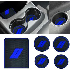 for Journey Accessories 2021 2020 2019 2018 2011-2021 Anti Dust Cup Holder Inserts, Center Console Liner Mats Premium Custom Interior(5pcs Set,Blue Trim), (YBDDQKW5-02)