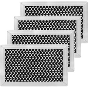 JX81J, WB02X11124 Microwave Recirculating Charcoal Filter - Real Activated Carbon Filter - Thickened Aluminum Frame Compatible with GE Microwave Charcoal Filter WB06X10823 4 Pack