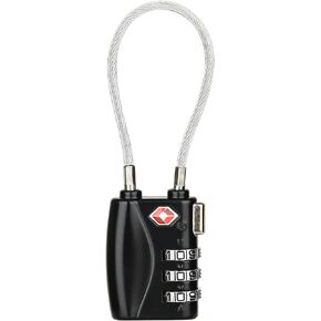 TSA Approved Luggage Locks, 3 Digit Steel Cable Lock，a Wire Rope comgbinaiton Padlock for Travel Baggage, Suitcase, Gym Lockers