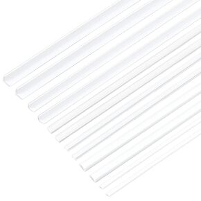 OLYCRAFT 40pcs 6 Styles ABS Plastic Bar Rods White ABS Plastic L-Shaped Tube I-Shaped Tube Half-Round Tube for DIY Sand Table Architectural Model Making