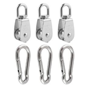 5Pcs 304 Stainless Steel M20 Single Pulley Block, Wire Rope Hanging Wire Towing Wheel, with 5Pcs Spring Snap Hook