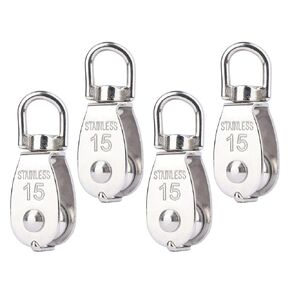 LordHardware 2PCS M50 Single Pulley Snatch Block 304 Stainless Steel Lifting Crane Swivel Hook, 3/8" Rope x 2" Sheave (M50-2PCS)