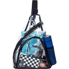 حقيبة ظهر شفافة من AGSDON معتمدة من الاستاد، حقيبة ظهر كتف صغيرة من مادة PVC، حقيبة نهارية شفافة كاجوال للرجال والنساء in Kuwait