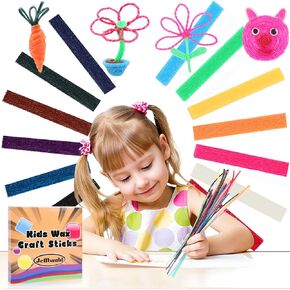 Jeffbaubl Wax Craft Sticks,500Pcs Bendable Sticky Wax Yarn Sticks,Reusable Molding Sculpting Sticks,Wax Sticks for Kids Crafts DIY Art Supplies,13 Colors