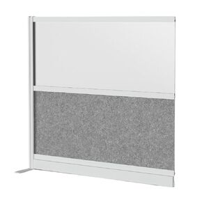 FSE Luxor 373-MW-5348-XWCGWG Modular Wall Room Divider System - Silver Frame - 53" x 48" Add-On Wall - Wide Paneling