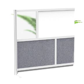 FSE Luxor 373-MW-5348-XWCG Modular Room Divider Wall System - 53" x 48" Add-On Wall - Silver Frame, Whiteboard