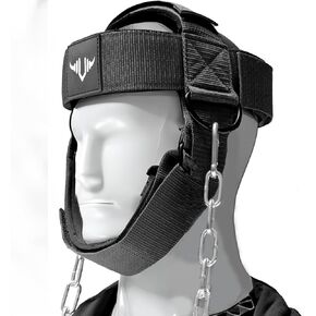 Vikingstrength Neck Harness Padded Strength Trainer- Premium Quality for Neck Curls and Training. Head Exerciser for Sports and Fitness, D ring + V-Strength Workout App