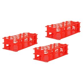MECCANIXITY PP Plastic Test Tube Rack Holder 21 Holes 3 Layers Lab Detachable Tube Holder Red for 30mm Test Tubes, Pack of 3