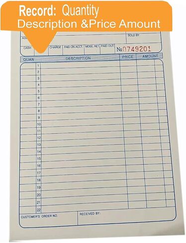 10 عبوات صغيرة من كتب المبيعات، فاتورة إيصال الطلب، نسخة بدون كربون، 50 مجموعة 3.5 بوصة × 5.5 بوصة (930-3.5X5.5) in Saudi Arabia