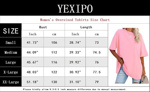 YEXIPO Women's Oversized T Shirts Summer Short Sleeve Loose Fit Casual Crewneck Plain Tunic Tops in Saudi Arabia