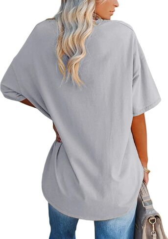 YEXIPO Women's Oversized T Shirts Summer Short Sleeve Loose Fit Casual Crewneck Plain Tunic Tops in Saudi Arabia
