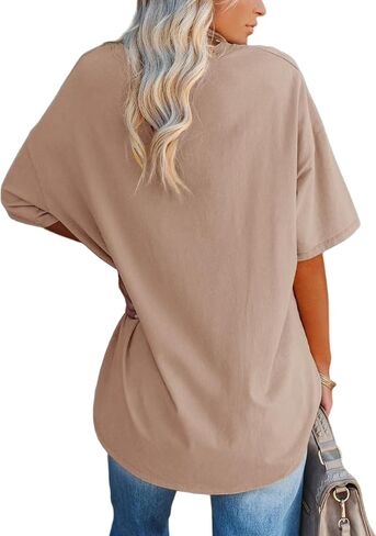 YEXIPO Women's Oversized T Shirts Summer Short Sleeve Loose Fit Casual Crewneck Plain Tunic Tops in Saudi Arabia