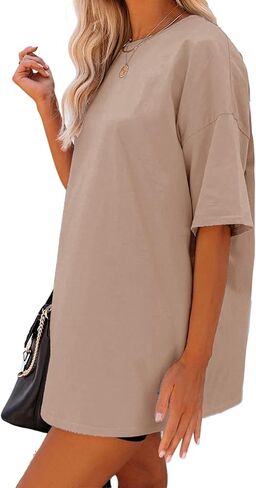 YEXIPO Women's Oversized T Shirts Summer Short Sleeve Loose Fit Casual Crewneck Plain Tunic Tops in Saudi Arabia