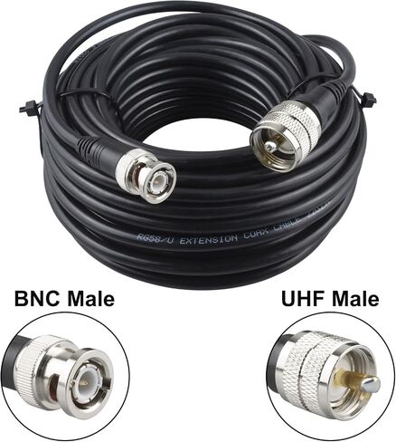 Boobrie BNC Male to UHF PL259 Male Coaxial Cable RG58U 49.2Ft PL-259 UHF to BNC Male Extension BNC to UHF Coax Antenna Cable Low Loss for CB Radio, Amateur Radi, SWR Meter in Saudi Arabia