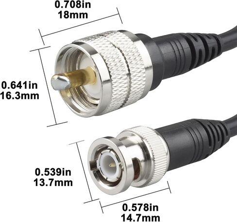 Boobrie BNC Male to UHF PL259 Male Coaxial Cable RG58U 49.2Ft PL-259 UHF to BNC Male Extension BNC to UHF Coax Antenna Cable Low Loss for CB Radio, Amateur Radi, SWR Meter in Saudi Arabia