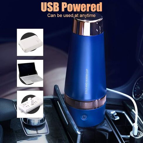 زجاجة مياه كهربائية للتدفئة والتبريد بسعة 46 درجة فهرنهايت - 113 درجة فهرنهايت، كوب سفر ساخن USB سعة 330 مل لتدفئة القهوة للسيارة والمكتب والسفر والتخييم in Kuwait