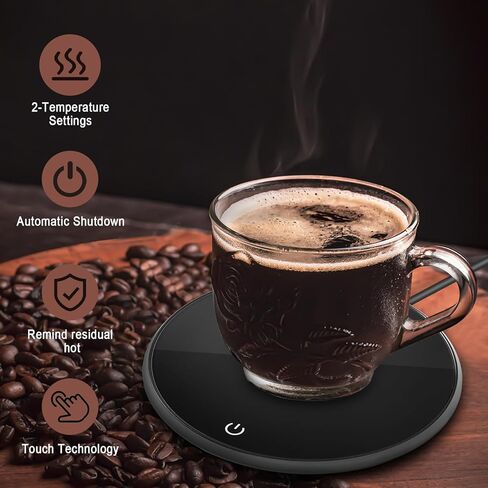 سخان القهوة - سخان القهوة الكهربائي لإيقاف المكتب تلقائيًا، ضبط درجة الحرارة الذكية لكوب القهوة للقهوة والشاي والماء والحليب والكوكو، هدايا لتدفئة القهوة للأم (بدون كوب) in Kuwait