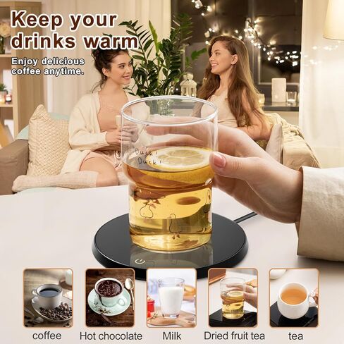 سخان القهوة - سخان القهوة الكهربائي لإيقاف المكتب تلقائيًا، ضبط درجة الحرارة الذكية لكوب القهوة للقهوة والشاي والماء والحليب والكوكو، هدايا لتدفئة القهوة للأم (بدون كوب) in Kuwait