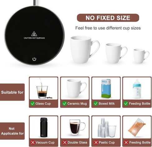 سخان القهوة - سخان القهوة الكهربائي لإيقاف المكتب تلقائيًا، ضبط درجة الحرارة الذكية لكوب القهوة للقهوة والشاي والماء والحليب والكوكو، هدايا لتدفئة القهوة للأم (بدون كوب) in Kuwait