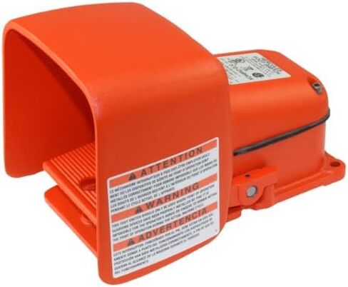 Linemaster 532-SWHOX Hercules Foot Switch، كهربائي، دواسة واحدة، مؤقتة، DPDT، مرحلة واحدة، واقي ألومنيوم كبير جدًا، برتقالي in Kuwait