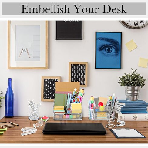 Sherr 21 Pcs Desk Organizers and Accessories Set Desk Supplies Storage Organization 8 Pen Stapler Staple Remover Tape Holder Pen Holder Scissors Binder Clips Phone Holder Ruler(Rose Gold) in Saudi Arabia