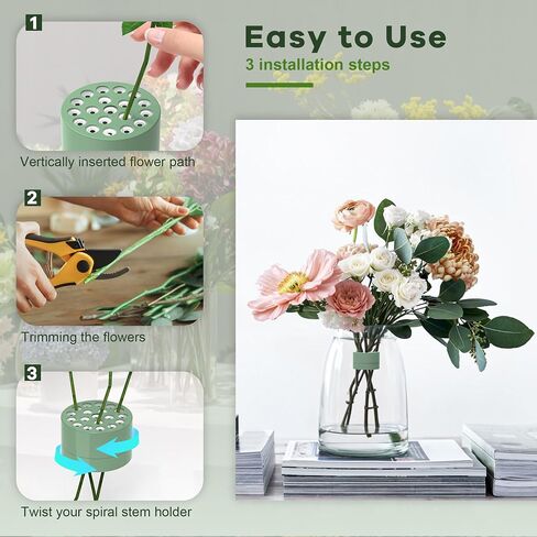 2 Pack Spiral Ikebana Stem Holder for Flowers Vases, Reusable Spiral DIY Bouquet Twister Flower Arrangement Holder (Green, Small+Large) in Saudi Arabia