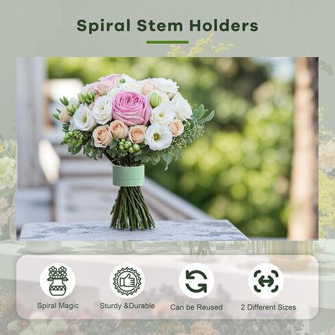 2 Pack Spiral Ikebana Stem Holder for Flowers Vases, Reusable Spiral DIY Bouquet Twister Flower Arrangement Holder (Green, Small+Large) in Saudi Arabia