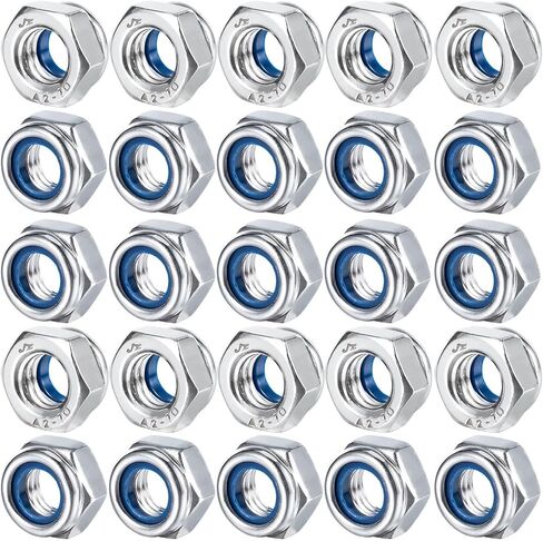 M5 نايلون إدراج قفل الجوز 25 قطعة سداسية من الفولاذ المقاوم للصدأ النايلون مكافحة تخفيف الذاتي قفل الجوز لسحابات البناء الصناعي in Kuwait