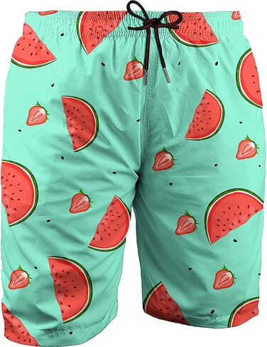 Asylvain Men's Swim Trunks Bathing Shorts with 3D Print Deisgn Quick Dry Boards with Mesh Lining About Knee in Kuwait
