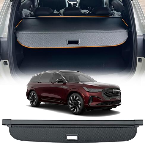 غطاء شحن قابل للسحب من Yumemoo لسيارة لينكولن نوتيلوس 2023-2024، غطاء صندوق السيارة الخلفي متوافق مع غطاء حماية لينكولن نوتيلوس 2023 2024 بدون فجوة ملحقات السيارة باللون الأسود، ألياف الكربون in Kuwait