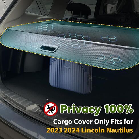 غطاء شحن قابل للسحب من Yumemoo لسيارة لينكولن نوتيلوس 2023-2024، غطاء صندوق السيارة الخلفي متوافق مع غطاء حماية لينكولن نوتيلوس 2023 2024 بدون فجوة ملحقات السيارة باللون الأسود، ألياف الكربون in Kuwait